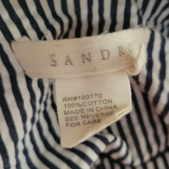 SANDRO Striped Seersucker Cotton Jacket Size Medium - Picture 5 of 6